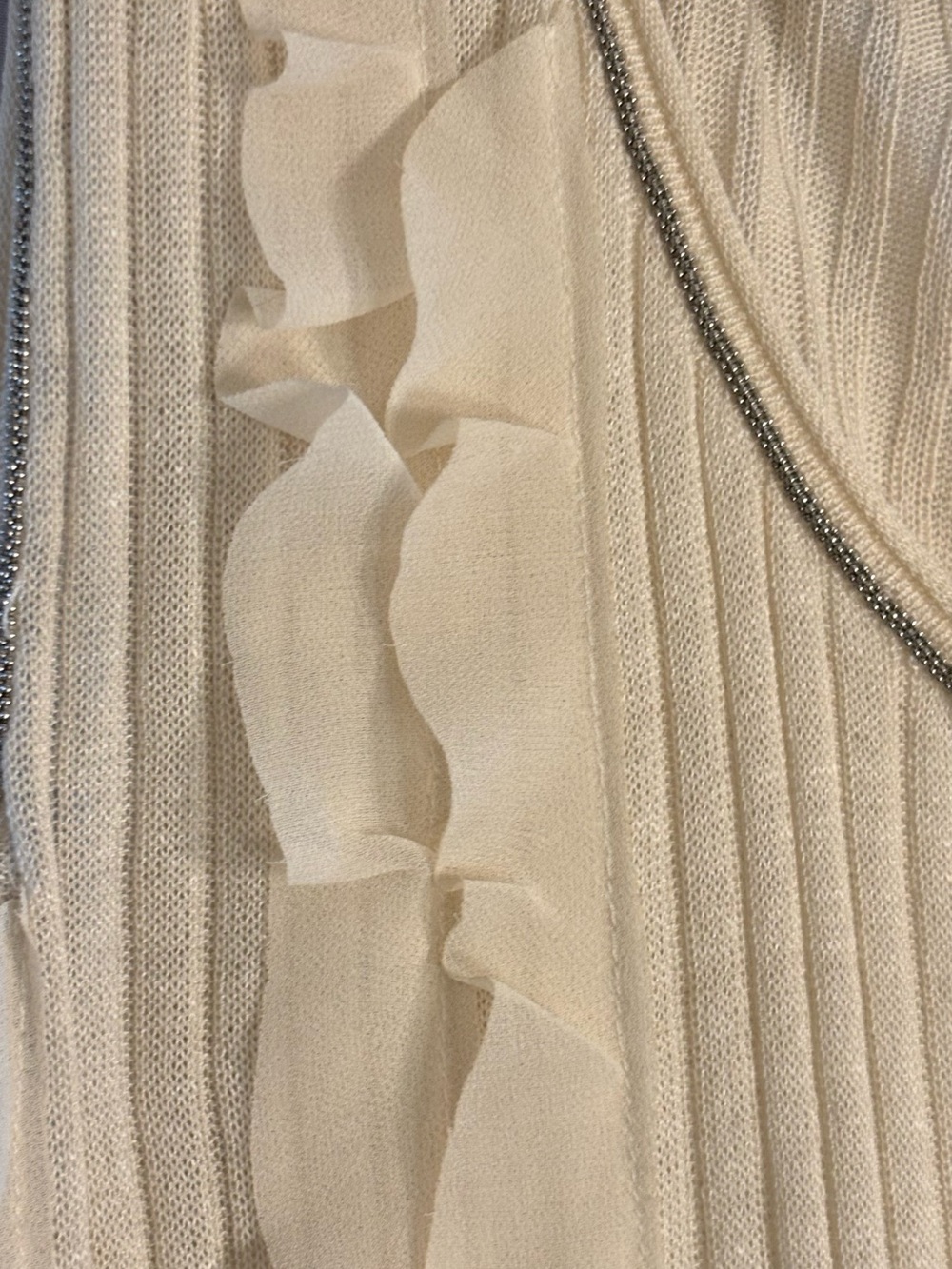 Zara Cream Ruffle Ribbed Tank Top - Picture 3 of 4